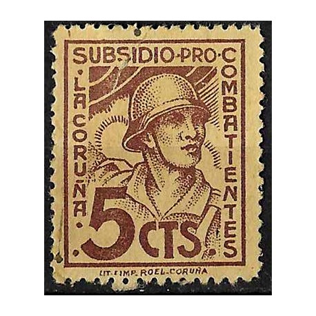 Viñeta. Subsidio Pro Combatiente. La Coruña. 5 Céntimos (Nuevo, con señal de fijasellos y sin goma)