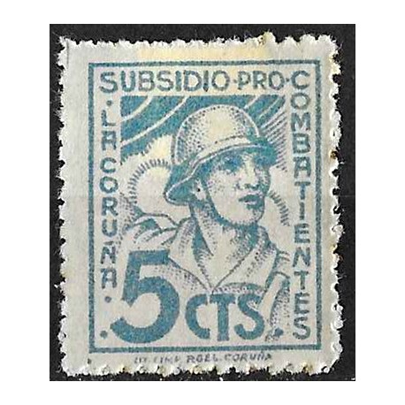 Viñeta. Subsidio Pro Combatiente. La Coruña. 5 Céntimos (Nuevo, con señal de fijasellos)