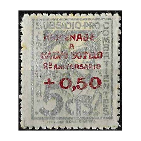 Viñeta. Subsidio Pro Combatiente. La Coruña. Homenaje. 0,50 Céntimos (Nuevo, con señal de fijasellos)