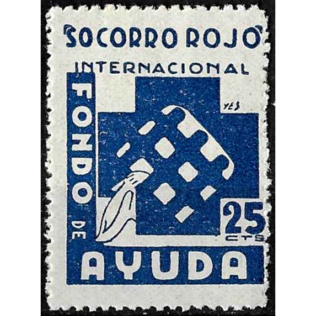 Viñeta. Socorro Rojo Internacional. Fondo de Ayuda. 25 Céntimos (Nuevo, con señal de fijasellos)