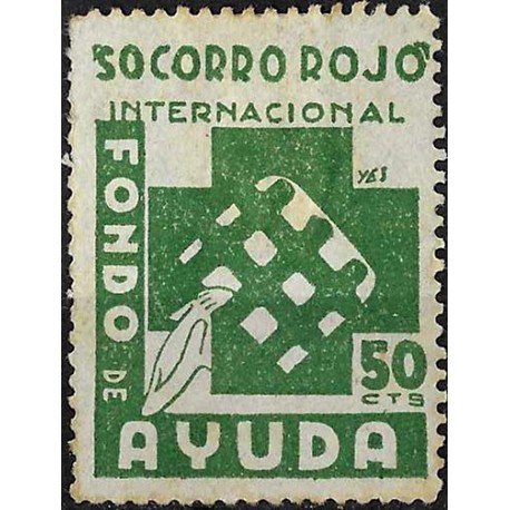 Viñeta. Socorro Rojo Internacional. Fondo de Ayuda. 50 Céntimos (Nuevo, con señal de fijasellos y sin goma)