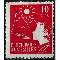 Viñeta. Pro Ciudades Juveniles. 10 Céntimos (Nuevo, con señal de fijasellos)