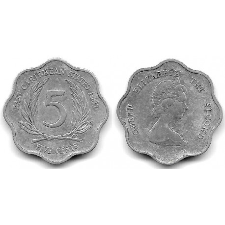 (12) Estados Orientales Caribeños. 1987. 5 Cents (MBC-)