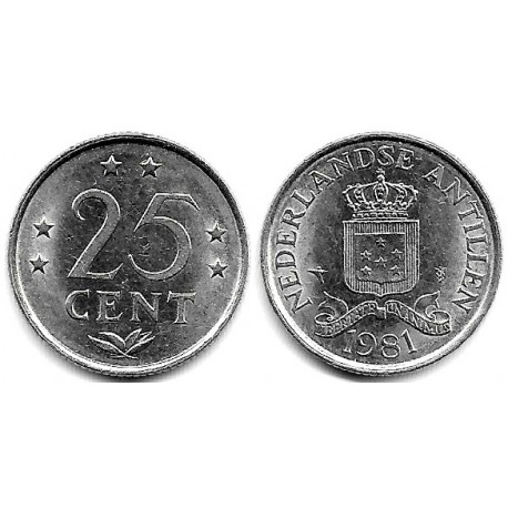 (11) Antillas Neerlandesas. 1981. 25 Cents (EBC)
