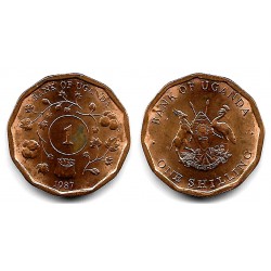 (27) Uganda. 1987. 1 Shilling (EBC+) Mancha