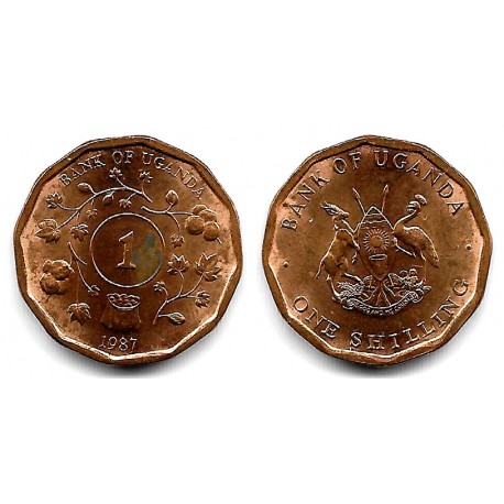 (27) Uganda. 1987. 1 Shilling (EBC+) Mancha