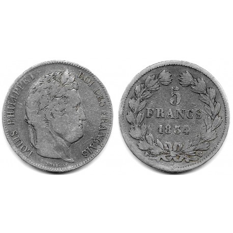 (749.13) Francia. 1834. 5 Francs (BC/BC+) (Plata)