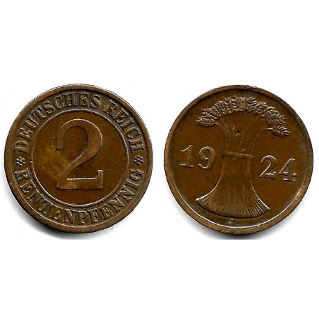 (31) Imperio Alemán (Weimar). 1924(J). 2 Rentenpfennig (MBC)