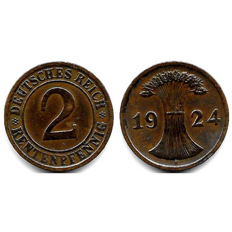 (31) Imperio Alemán (Weimar). 1924(F). 2 Rentenpfennig (MBC)