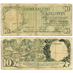 Generalitat de Cataluña. 1936. 10 Pesetas (RC+/RC)