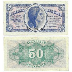 España (II República). 1937. 50 Céntimos (MBC+) Serie A