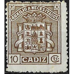 Viñeta. Auxilio a Necesitados. Cádiz. 10 Céntimos (Nuevo, sin goma)
