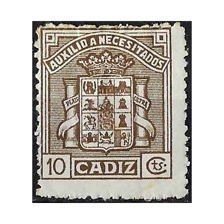Viñeta. Auxilio a Necesitados. Cádiz. 10 Céntimos (Nuevo, sin goma)