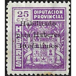 Viñeta. Diputación Provincial. Cádiz. Habilitado 10 Céntimos (Nuevo, con señal de fijasellos)