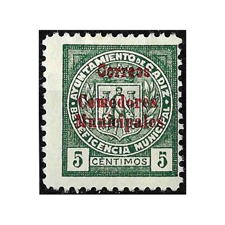Viñeta. Beneficencia Municipal. Cádiz. 5 Céntimos (Nuevo, con señal de fijasellos)