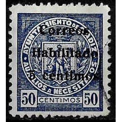 Viñeta. Auxilio a Necesitados. Cádiz. Habilitado 5 Céntimos (Usado)