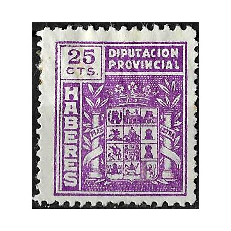 Viñeta. Diputación Provincial. Cádiz. Haberes. 25 Céntimos (Nuevo, con señal de fijasellos)