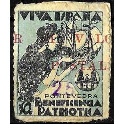 Viñeta. Beneficencia Patriotica. Pontevedra. 10 Céntimos (Usado)