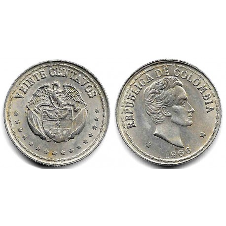 (215.3) Colombia. 1966. 20 Centavos (MBC+)