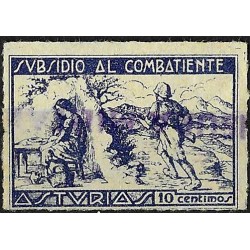Viñeta. Subsidio al Combatiente. Asturias. 10 Céntimos (Usado)