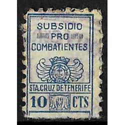 Viñeta. Subsidio Pro Combatientes. Sta. Cruz de Tenerife. 10 Céntimos (Usado)
