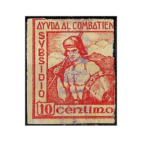 Viñeta. Subsidio. Ayuda al Combatiente. 10 Céntimos (Usado)