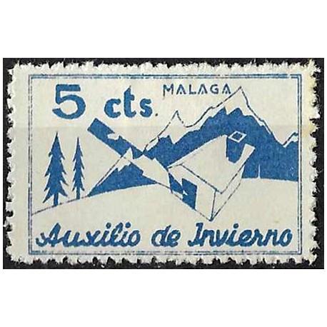 Viñeta. Auxilio de Invierno. Málaga. 5 Céntimos (Nuevo, con señal de fijasellos)