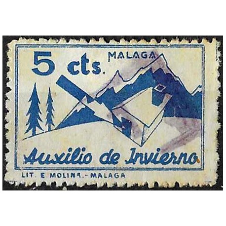 Viñeta. Auxilio de Invierno. Málaga. 5 Céntimos (Usado)