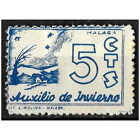 Viñeta. Auxilio de Invierno. Málaga. 5 Céntimos (Nuevo, con señal de fijasellos)
