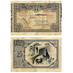 España (II República). 1937. 25 Pesetas (MBC) Caja de Ahorros Vizcaína
