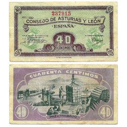 Consejo de Asturias y León. 1936. 40 Céntimos (MBC-)