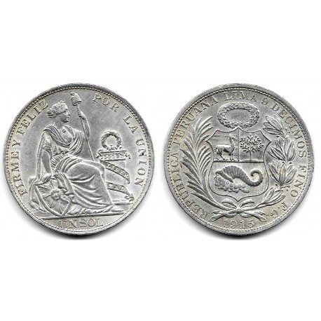 (196.25) Perú. 1915. 1 Sol (EBC) (Plata)