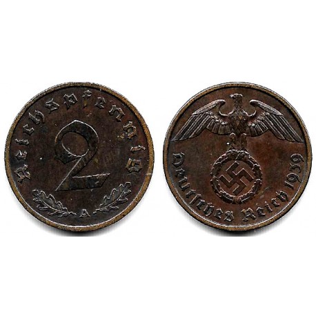 (90) Alemania (III Reich). 1939(A). 2 Reichspfennig (MBC)