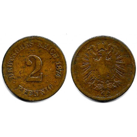 (2) Imperio Alemán. 1874(D). 2 Pfennig (BC)