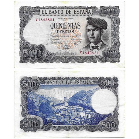 Estado Español. 1971. 500 Pesetas (MBC-) Serie V, Leves Manchas