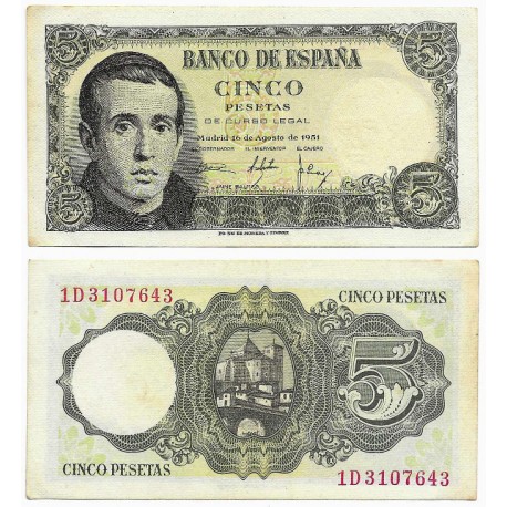 Estado Español. 1951. 5 Pesetas (EBC) Serie 1D