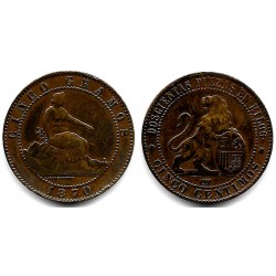 Gobierno Provisional. 1870. 5 Céntimos (MBC/MBC+) Ceca de Barcelona OM