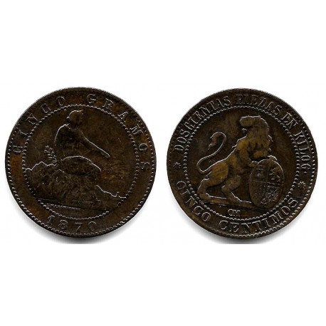 Gobierno Provisional. 1870. 5 Céntimos (MBC) Ceca de Barcelona OM