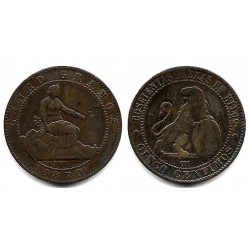 Gobierno Provisional. 1870. 5 Céntimos (BC) Ceca de Barcelona OM