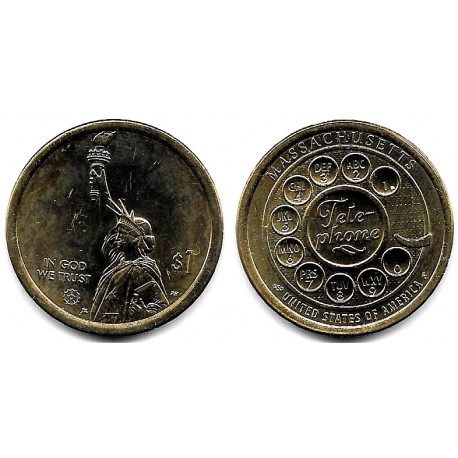 Estados Unidos de América. 2020(D). 1 Dollar (EBC+) Massachusetts