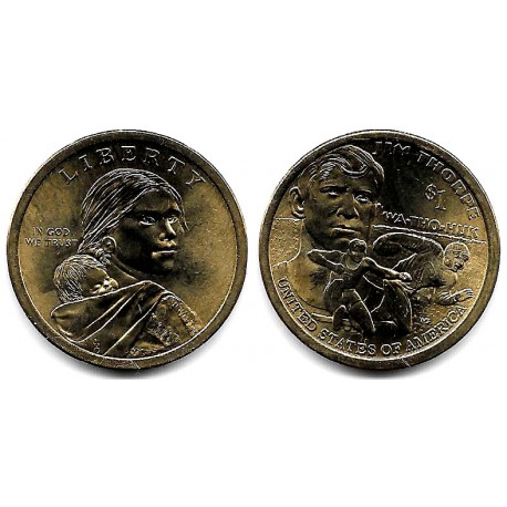 Estados Unidos de América. 2018(D). 1 Dollar (EBC+) Jim Thorpe