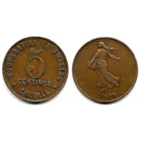 Cooperativa La Amistad. Calella. 5 Céntimos (MBC-)