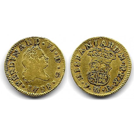 Fernando VI. 1758. ½ Escudo (BC+) (Oro) Ceca de Madrid JB