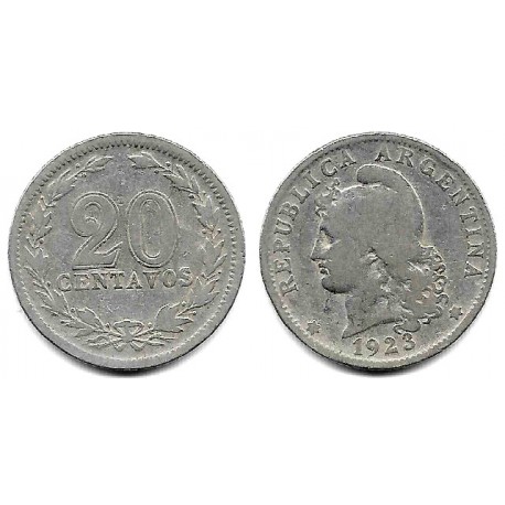(36) Argentina. 1923. 20 Centavos (BC+)
