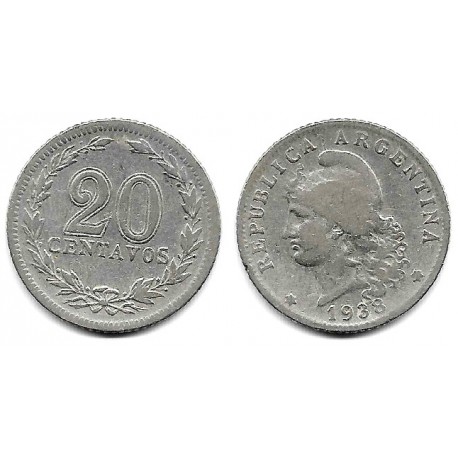 (36) Argentina. 1938. 20 Centavos (BC)