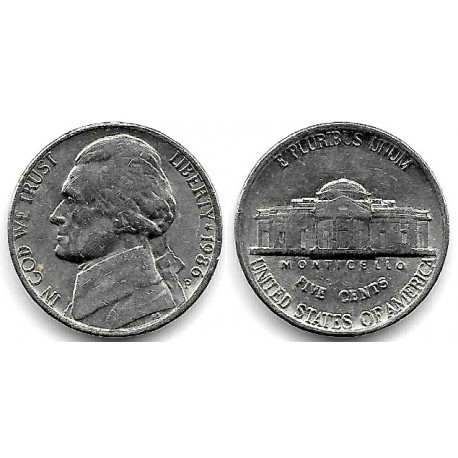 (A192) Estados Unidos de América. 1986(P). 5 Cents (MBC+)