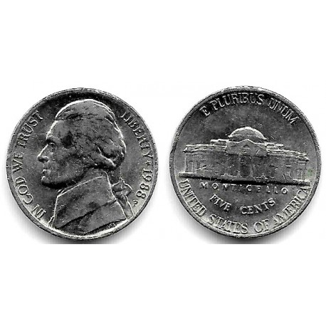 (A192) Estados Unidos de América. 1988(P). 5 Cents (EBC)