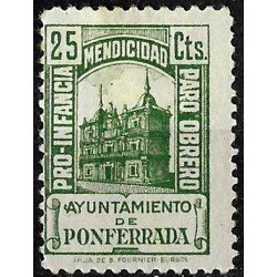 Viñeta. Ponferrada. Mendicidad. 25 Céntimos (Nuevo, con señal de fijasellos)