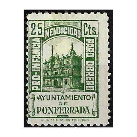Viñeta. Ponferrada. Mendicidad. 25 Céntimos (Nuevo, con señal de fijasellos)