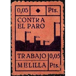 Viñeta. Contra el Paro. Trabajo. Melilla. 0,05 Pesetas (Nuevo, con señal de fijasellos)